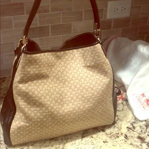 Coach Phoebe Khaki Black Jacquard Hobo